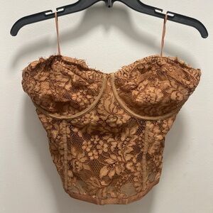 Express Tan Lace Crop Top